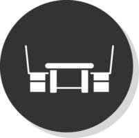 cenare tavolo glifo grigio cerchio icona vettore
