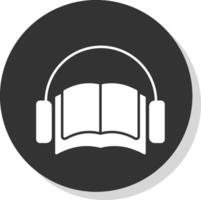 Audio libro glifo grigio cerchio icona vettore