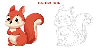colorazione libro di carino scoiattolo vettore