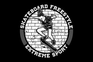 silhouette di skateboard freestyle sport estremo design vettore