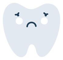 grigio triste dente emoji icona. carino dente carattere. oggetto medicina simbolo piatto arte. cartone animato elemento per dentale clinica disegno, manifesto vettore
