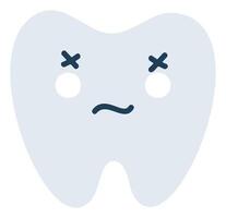 grigio stanco dente emoji icona. carino dente carattere. oggetto medicina simbolo piatto arte. cartone animato elemento per dentale clinica disegno, manifesto vettore