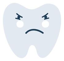 grigio geloso dente emoji icona. carino dente carattere. oggetto medicina simbolo piatto arte. cartone animato elemento per dentale clinica disegno, manifesto vettore