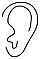 orecchio, udito linea icona, schema cartello, lineare stile pittogramma isolato su bianca. simbolo, logo illustrazione vettore