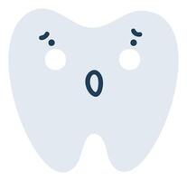 grigio preoccupato dente emoji icona. carino dente carattere. oggetto medicina simbolo piatto arte. cartone animato elemento per dentale clinica disegno, manifesto vettore