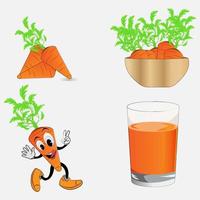 illustrazione di carota con emoji vettore