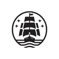 minimalista nave logo su un' bianca sfondo vettore