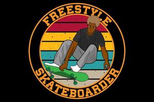 freestyle skateboarder design vintage retrò vettore