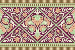 floreale senza soluzione di continuità sfondo geometrico etnico orientale ikat senza soluzione di continuità modello tradizionale design per sfondo,tappeto,carta da parati,abbigliamento,avvolgimento,batik,tessuto, illustrazione ricamo stile. vettore