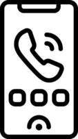nero linea icona per Telefono chiamata vettore