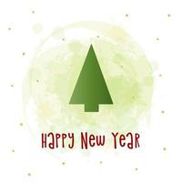 silhouette verde di un albero di natale con neve dorata su uno sfondo ad acquerello. buon natale e felice anno nuovo 2022. illustrazione vettoriale. vettore