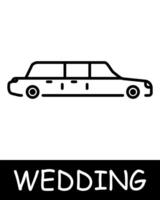 limousine, auto icona. macchina, veicolo, silhouette, semplicità, solennità e celebrazione. concetto essenza di matrimonio, raffigurante il significato di il fatidico decisione. vettore