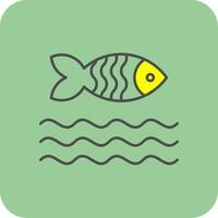 pesce pieno giallo icona vettore
