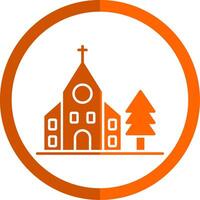 Chiesa glifo arancia cerchio icona vettore