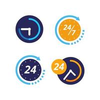 Icona di supporto del servizio 24 ore su 24. disegno vettoriale icona orologio