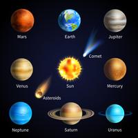 Set di pianeti realistici vettore