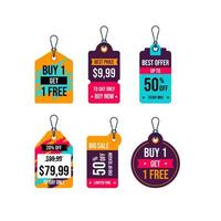 raccolta di vettore di tag appesi. design dei cartellini dei prezzi. etichetta e tag di vendita design per promozioni commerciali