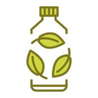 plastica biodegradabile, segno. bottiglia di plastica bio con foglie verdi. si rivolge al concetto di pianta. produzione di materiale compostabile ecologico. zero rifiuti, concetto di protezione della natura vettore