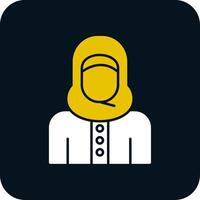 islamico donna glifo Due colore icona vettore