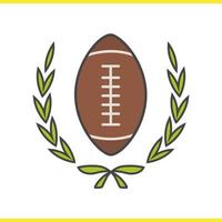 icona del colore del campionato di football americano. pallone da football americano in pelle in corona di alloro. illustrazione vettoriale isolato
