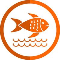 pesce glifo arancia cerchio icona vettore