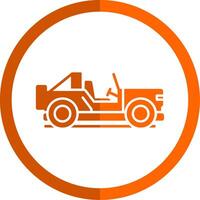 safari camionetta glifo arancia cerchio icona vettore