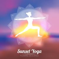 poster di yoga al tramonto vettore