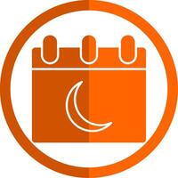 Luna calendario glifo arancia cerchio icona vettore