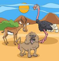 divertente cartone animato africano selvaggio animale personaggi vettore
