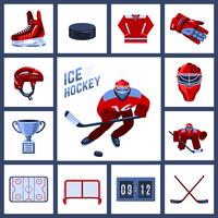 Set di icone di hockey vettore