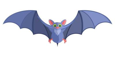 pipistrello blu cartone animato fata mistica piatta luminosa. vettore immagine stock