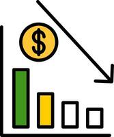 attività commerciale declino pieno metà tagliare icona vettore