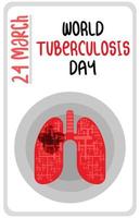 poster del giorno della tubercolosi del disegno del polmone su bianco vettore