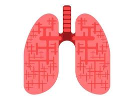 organo polmonare umano disegnato in stile piatto vettore