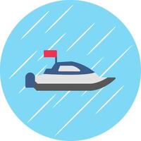velocità barca piatto blu cerchio icona vettore