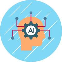 artificiale intelligenza piatto blu cerchio icona vettore