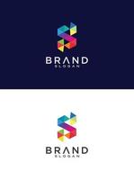 lettera s logo pixel triangolo geometrico colorato. applicazione mobile digitale tech logo iniziale astratta vettore