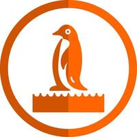 pinguino glifo arancia cerchio icona vettore