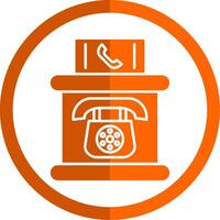 telefono cabina glifo arancia cerchio icona vettore