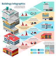 Insieme di infographics di edifici vettore