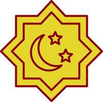 islamico stella linea Due colore icona vettore