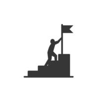 vettore di persone che afferrano bandiere dalle scale, icona illustrazione del raggiungimento del successo,