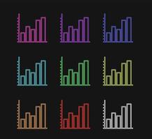 grafico a barre di analisi dell'icona dei dati su e giù, design della linea con vari set di colori vettore