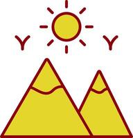 icona a due colori della linea delle montagne vettore