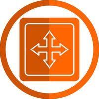 attraversare simbolo glifo arancia cerchio icona vettore