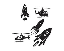 elicottero silhouette icona grafico logo design vettore