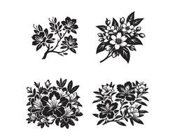 azalea fiori silhouette icona grafico logo design vettore