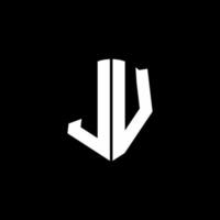 jv monogramma lettera logo nastro con stile scudo isolato su sfondo nero vettore