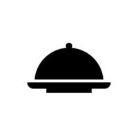 campana di vetro cibo vassoio simbolo. menù titolo logo. nero glifo icona isolato su bianca sfondo. vettore