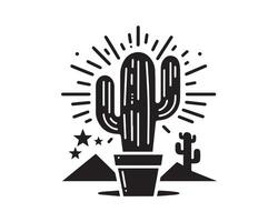 cactus silhouette icona grafico logo design vettore